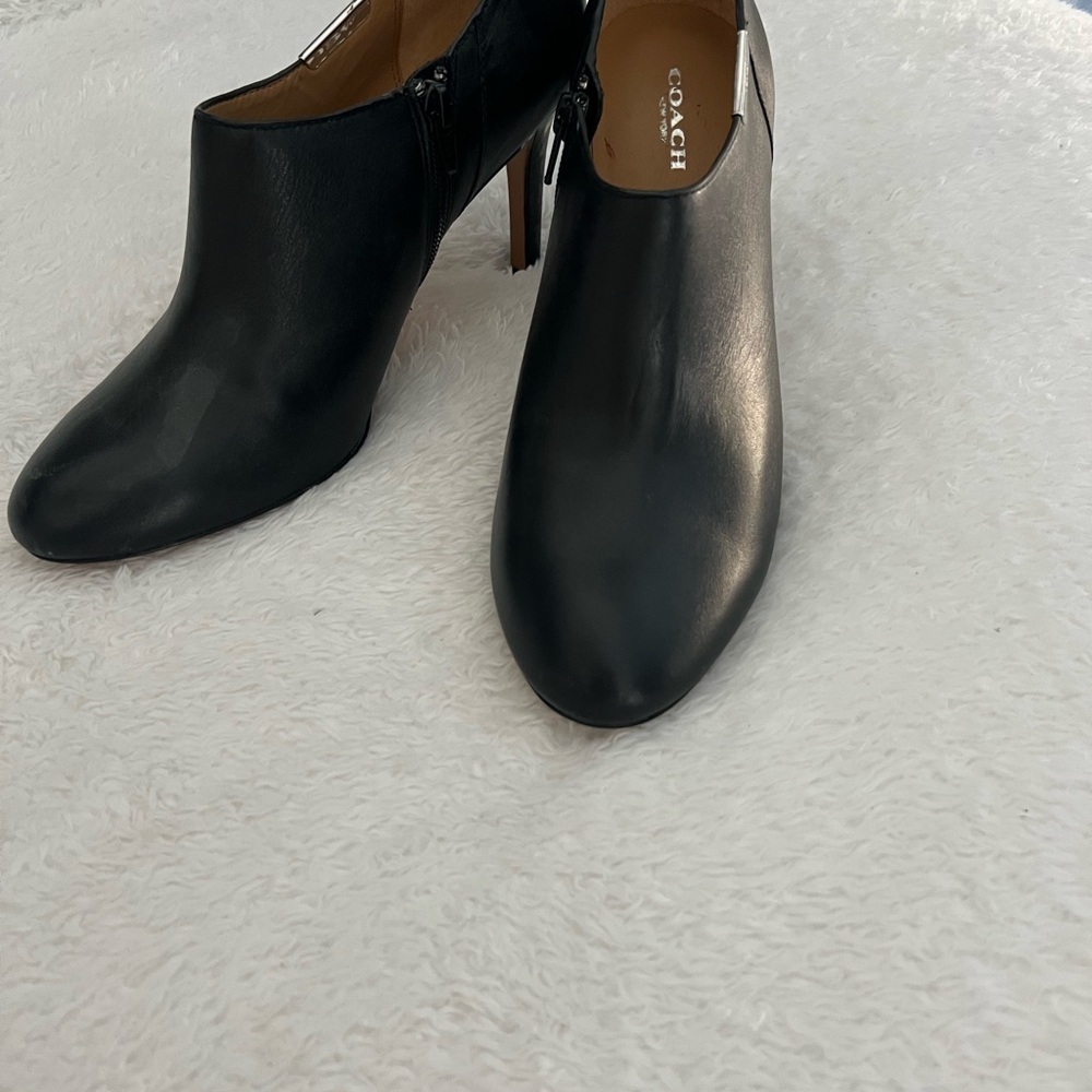 Coach Black Leather Heeled Boots